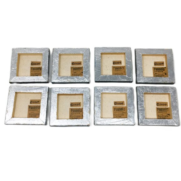 Miniature Square Gray Black Silver Leaf Branches Ink Drawing on Canvas Wall Art - Picture 13 of 16